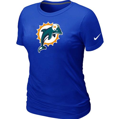 Cheap Women Nike Miami Dolphins Blue Logo NFL Football T-Shirt