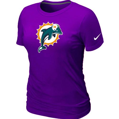 Cheap Women Nike Miami Dolphins Purple Logo NFL Football T-Shirt