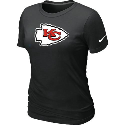 Cheap Women Nike Kansas City Chiefs Black Logo NFL Football T-Shirt