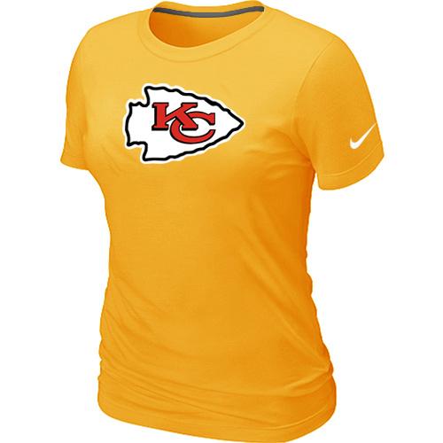 Cheap Women Nike Kansas City Chiefs Yellow Logo NFL Football T-Shirt