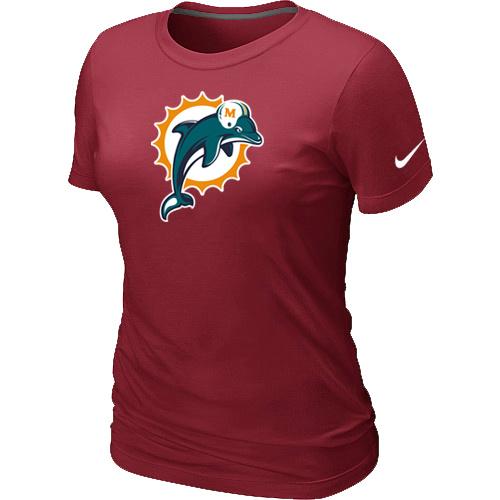 Cheap Women Nike Miami Dolphins Red Logo NFL Football T-Shirt
