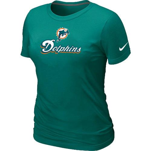 Cheap Women Nike Miami Dolphins Authentic Logo Green NFL Football T-Shirt