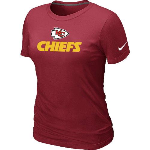 Cheap Women Nike Kansas City Chiefs Authentic Logo Red NFL Football T-Shirt