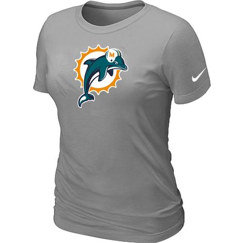 Cheap Women Nike Miami Dolphins L.Grey Logo NFL Football T-Shirt