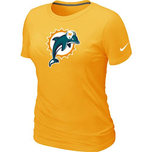 Cheap Women Nike Miami Dolphins Yellow Logo NFL Football T-Shirt
