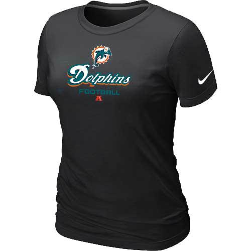 Cheap Women Nike Miami Dolphins Black Critical Victory NFL Football T-Shirt