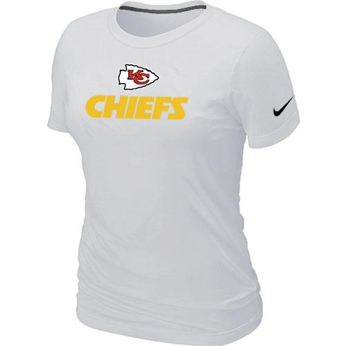 Cheap Women Nike Kansas City Chiefs Authentic Logo White NFL Football T-Shirt