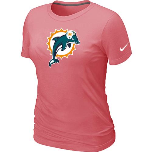 Cheap Women Nike Miami Dolphins Pink Logo NFL Football T-Shirt