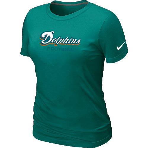 Cheap Women Nike Miami Dolphins Sideline Legend Authentic Font Green NFL Football T-Shirt