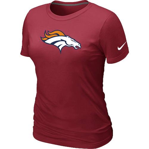 Cheap Women Nike Denver Broncos Red Logo NFL Football T-Shirt