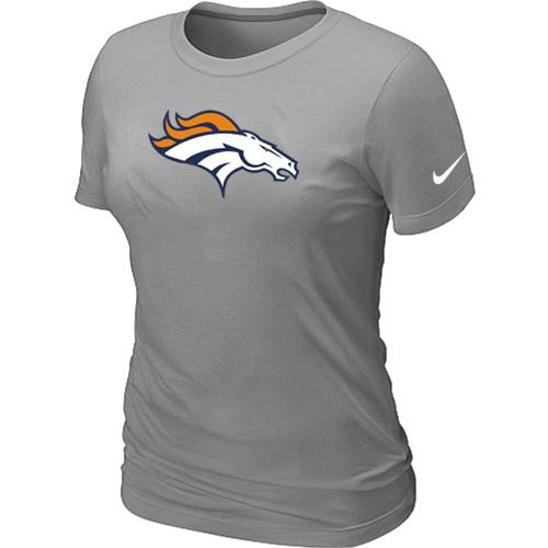 Cheap Women Nike Denver Broncos L.Grey Logo NFL Football T-Shirt