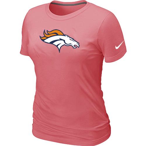 Cheap Women Nike Denver Broncos Pink Logo NFL Football T-Shirt
