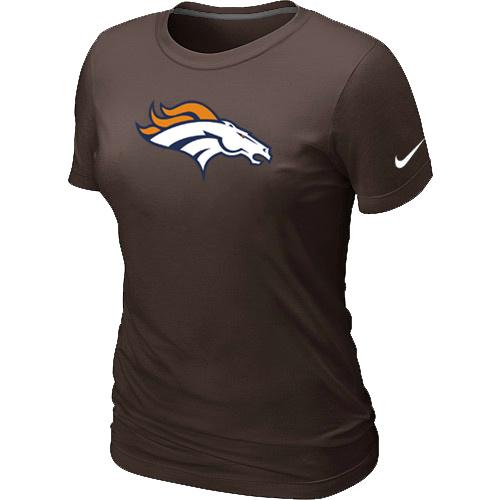 Cheap Women Nike Denver Broncos Brown Logo NFL Football T-Shirt