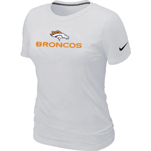Cheap Women Nike Denver Broncos Authentic Logo White NFL Football T-Shirt