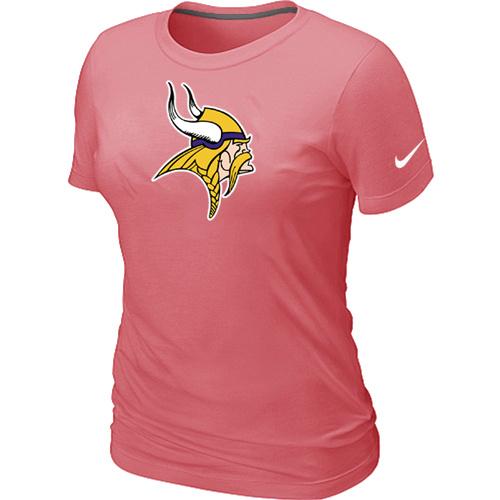 Cheap Women Nike Minnesota Vikings Pink Logo NFL Football T-Shirt