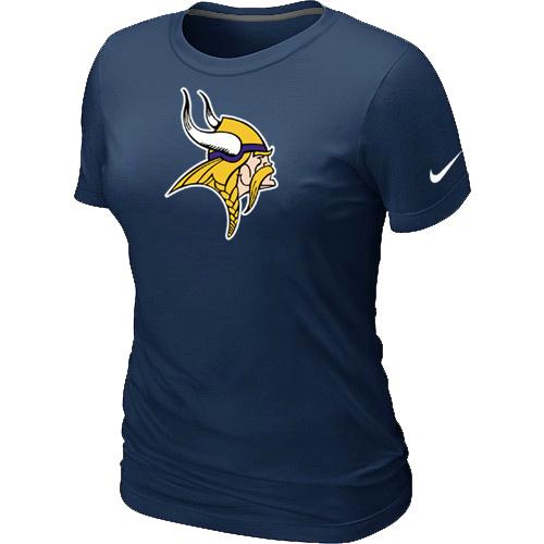 Cheap Women Nike Minnesota Vikings D.Blue Logo NFL Football T-Shirt