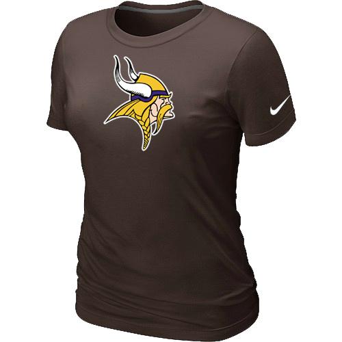 Cheap Women Nike Minnesota Vikings Brown Logo NFL Football T-Shirt
