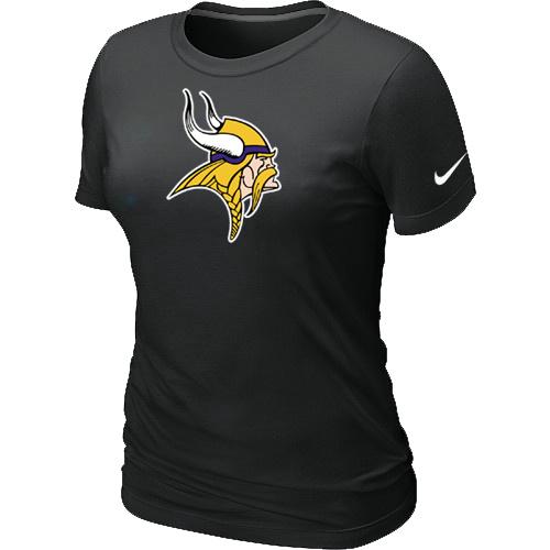 Cheap Women Nike Minnesota Vikings Black Logo NFL Football T-Shirt