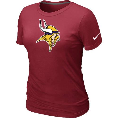 Cheap Women Nike Minnesota Vikings Red Logo NFL Football T-Shirt