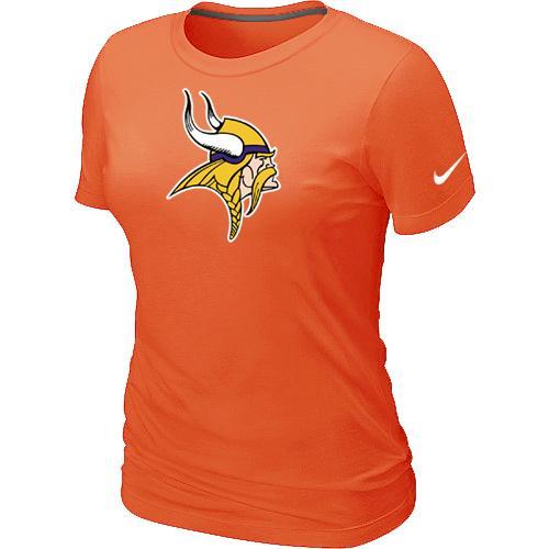 Cheap Women Nike Minnesota Vikings Orange Logo NFL Football T-Shirt