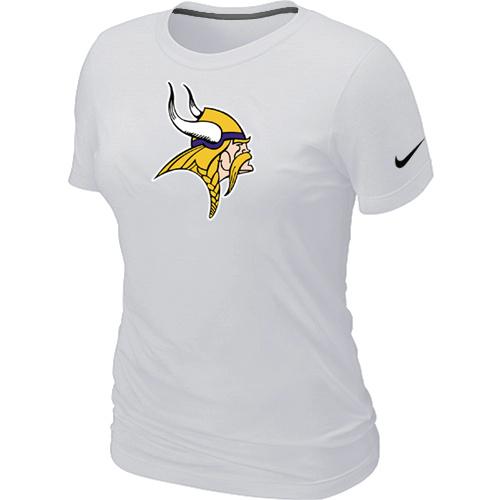 Cheap Women Nike Minnesota Vikings White Logo NFL Football T-Shirt