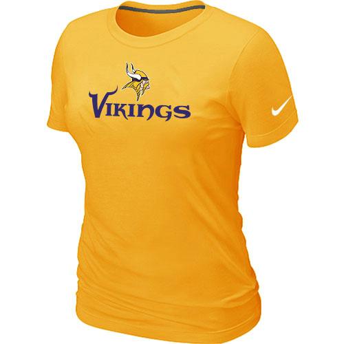 Cheap Women Nike Minnesota Vikings Authentic Logo Yellow NFL Football T-Shirt