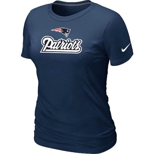 Cheap Women Nike New England Patriots Authentic Logo D.Blue NFL Football T-Shirt