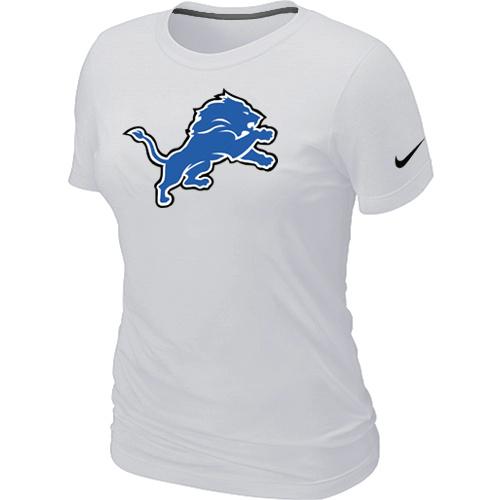Cheap Women Nike Detroit Lions White Logo NFL Football T-Shirt