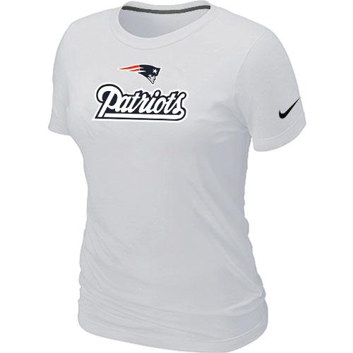 Cheap Women Nike New England Patriots Authentic Logo White NFL Football T-Shirt