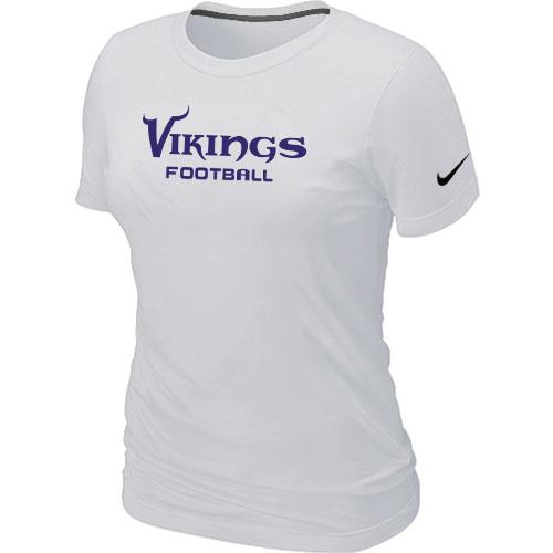 Cheap Women Nike Minnesota Vikings Sideline Legend Authentic Font White NFL Football T-Shirt
