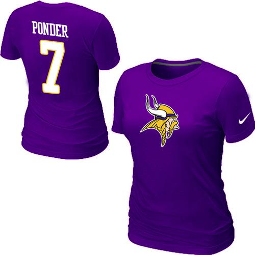 Cheap Women Nike Minnesota Vikings Christian Ponder Name & Number purple NFL Football T-Shirt