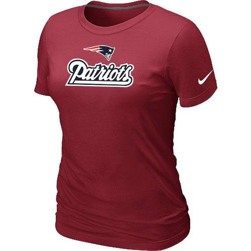 Cheap Women Nike New England Patriots Authentic Logo Red NFL Football T-Shirt