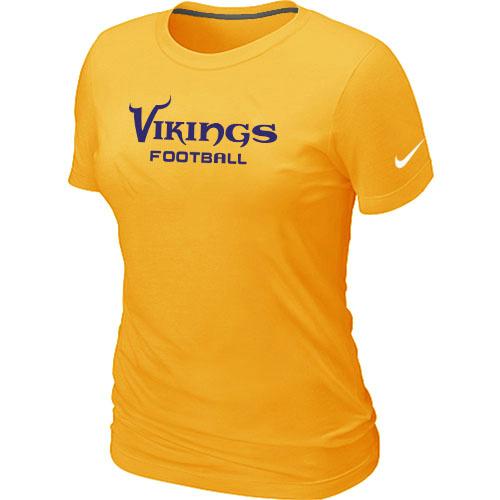 Cheap Women Nike Minnesota Vikings Sideline Legend Authentic Font yellow NFL Football T-Shirt