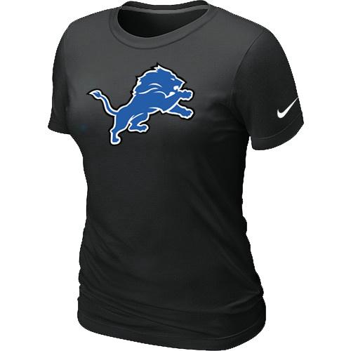 Cheap Women Nike Detroit Lions Black Logo NFL Football T-Shirt