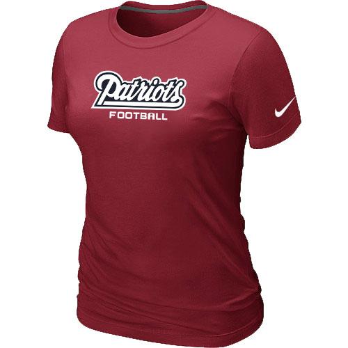 Cheap Women Nike New England Patriots Sideline Legend Authentic Font Red NFL Football T-Shirt