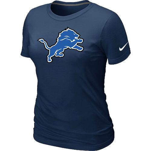 Cheap Women Nike Detroit Lions D.Blue Logo NFL Football T-Shirt