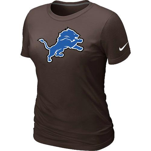 Cheap Women Nike Detroit Lions Brown Logo NFL Football T-Shirt