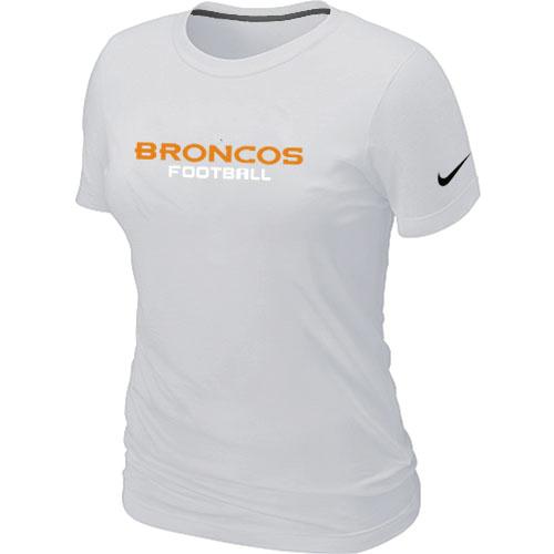 Cheap Women Nike Denver Broncos Sideline Legend Authentic Font White NFL Football T-Shirt