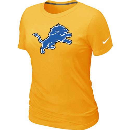 Cheap Women Nike Detroit Lions Yellow Logo NFL Football T-Shirt