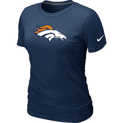 Cheap Women Nike Denver Broncos D.Blue Logo NFL Football T-Shirt