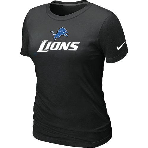 Cheap Women Nike Detroit Lions Authentic Logo BLack NFL Football T-Shirt