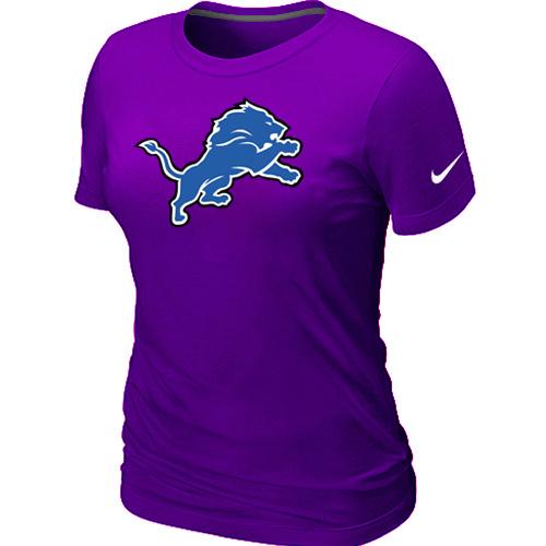 Cheap Women Nike Detroit Lions Purple Logo NFL Football T-Shirt