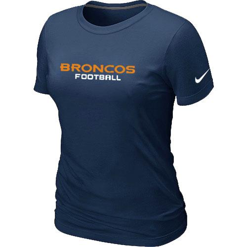 Cheap Women Nike Denver Broncos Sideline Legend Authentic Font D.Blue NFL Football T-Shirt