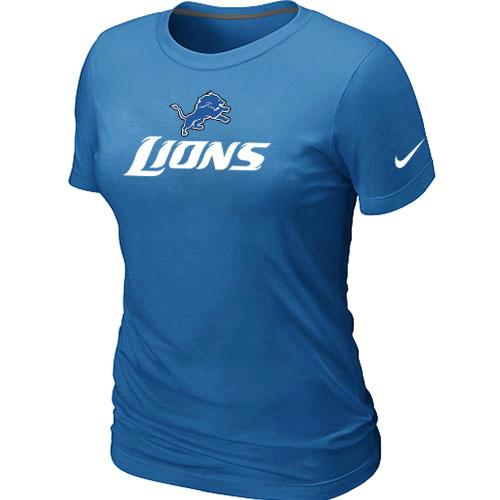 Cheap Women Nike Detroit Lions Authentic Logo L.Blue NFL Football T-Shirt