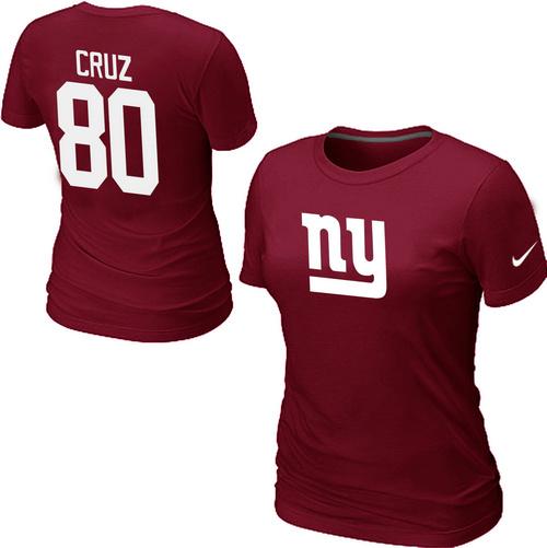 Cheap Women Nike New York Giants Victor Cruz Name & Number Red NFL Football T-Shirt