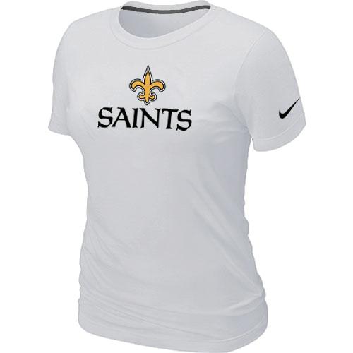 Cheap Women Nike New Orleans Saints Authentic Logo White NFL Football T-Shirt