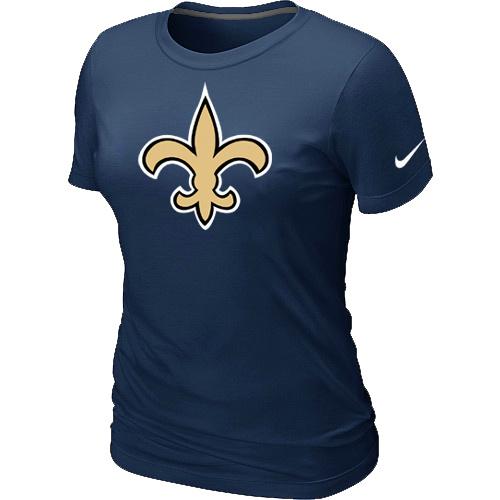Cheap Women Nike New Orleans Saints D.Blue Logo NFL Football T-Shirt