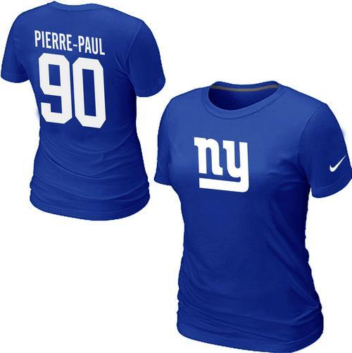 Cheap Women Nike New York Giants Jason Pierre-Paul Name & Number Blue NFL Football T-Shirt