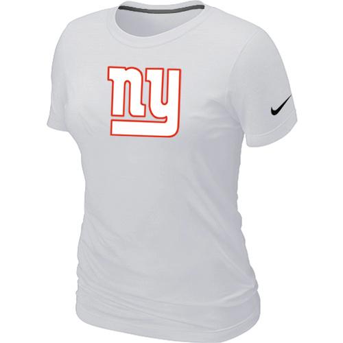 Cheap Women Nike New York Giants White Logo NFL Football T-Shirt