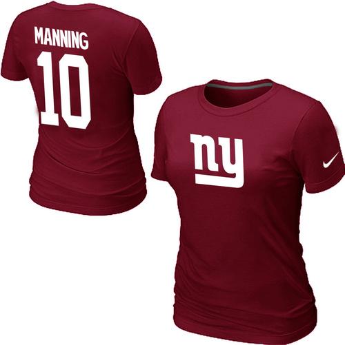 Cheap Women Nike New York Giants Eli Manning Name & Number Red NFL Football T-Shirt